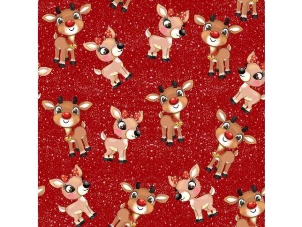 Rudolf på rød baggrund